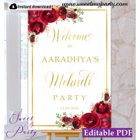 Red Roses Mehndi Party welcome sign,Mehndi Night welcome sign,(16)